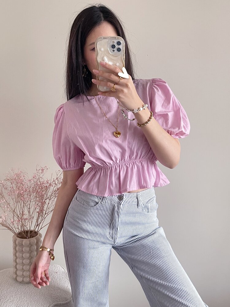 Kaylian Striped Puffy Top / Pink