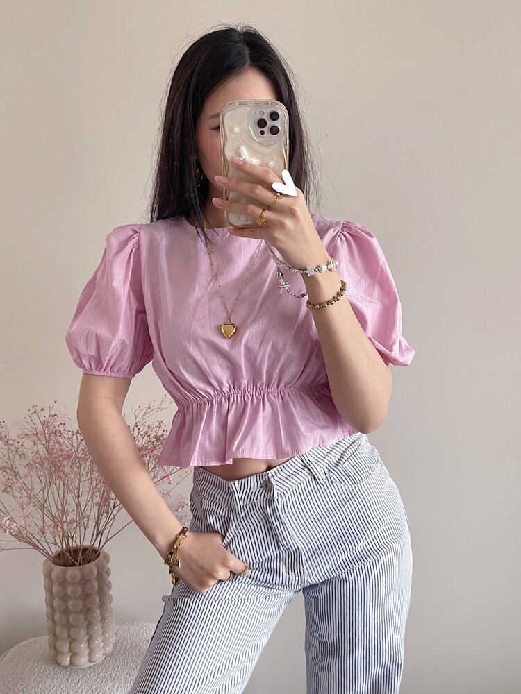 Kaylian Striped Puffy Top / Pink