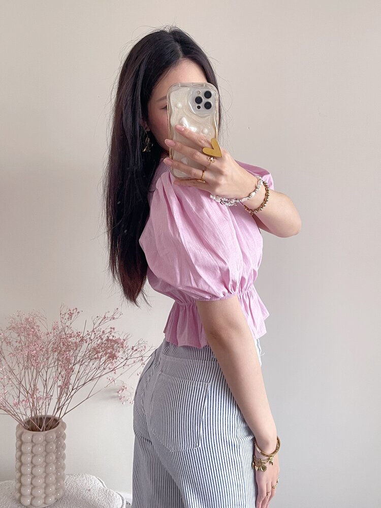 Kaylian Striped Puffy Top / Pink