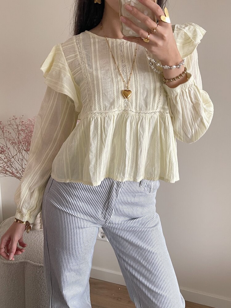 Salina Embroidered Blouse / Light Yellow