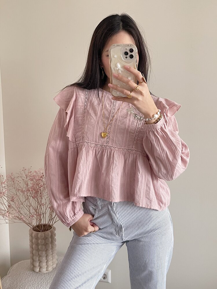 Salina Embroidered Blouse / Dusty Pink