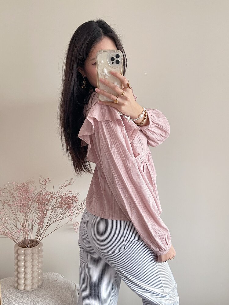 Salina Embroidered Blouse / Dusty Pink