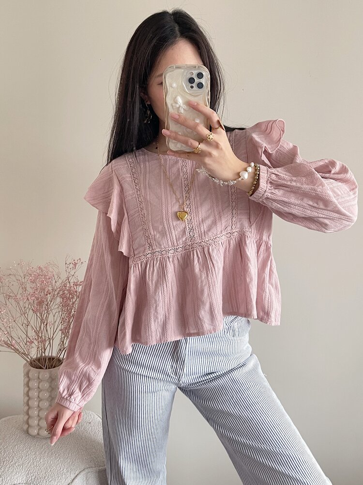 Salina Embroidered Blouse / Dusty Pink