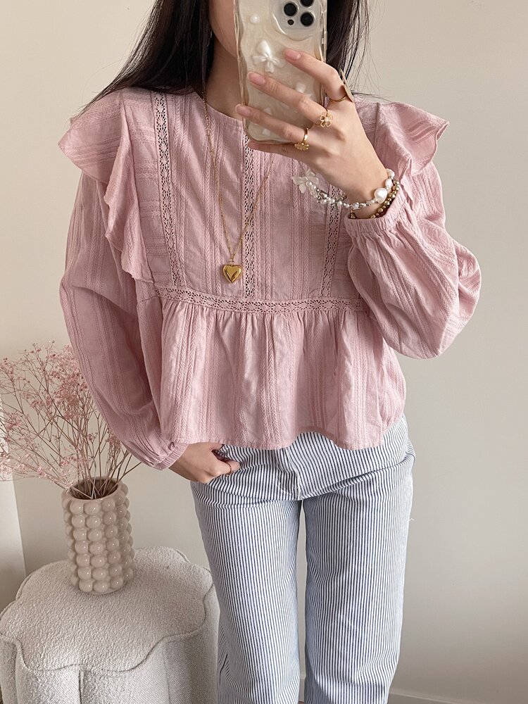Salina Embroidered Blouse / Dusty Pink