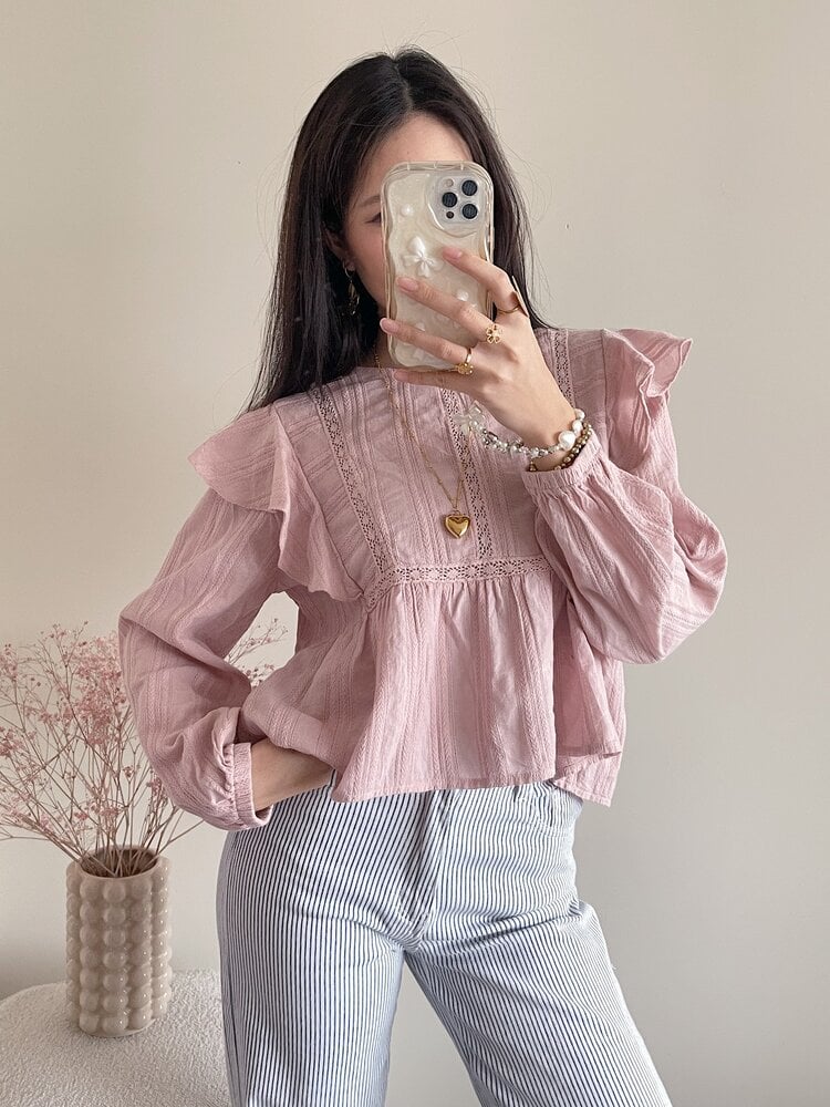 Salina Embroidered Blouse / Dusty Pink