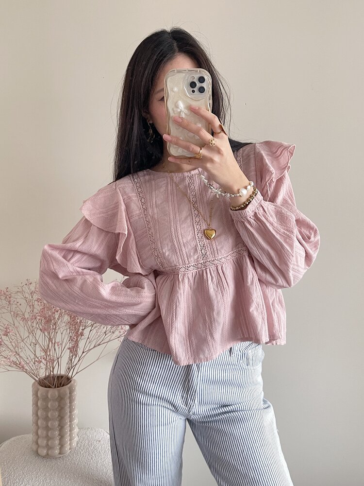 Salina Embroidered Blouse / Dusty Pink