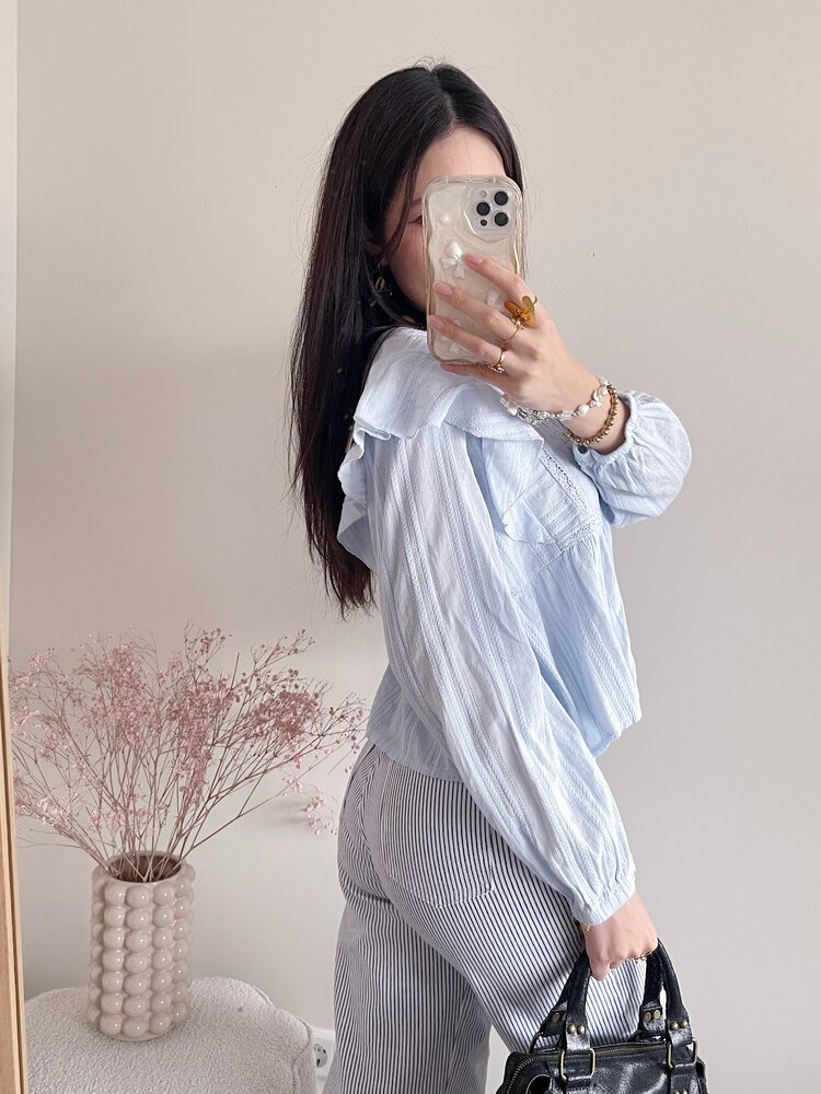 Salina Embroidered Blouse / Light Blue