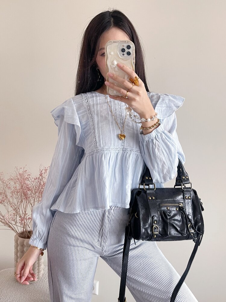 Salina Embroidered Blouse / Light Blue