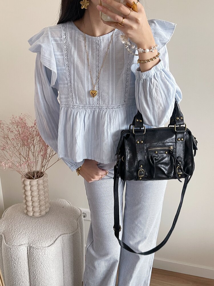 Salina Embroidered Blouse / Light Blue