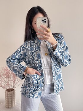 Anika Flower Boho Jacket / Light Blue