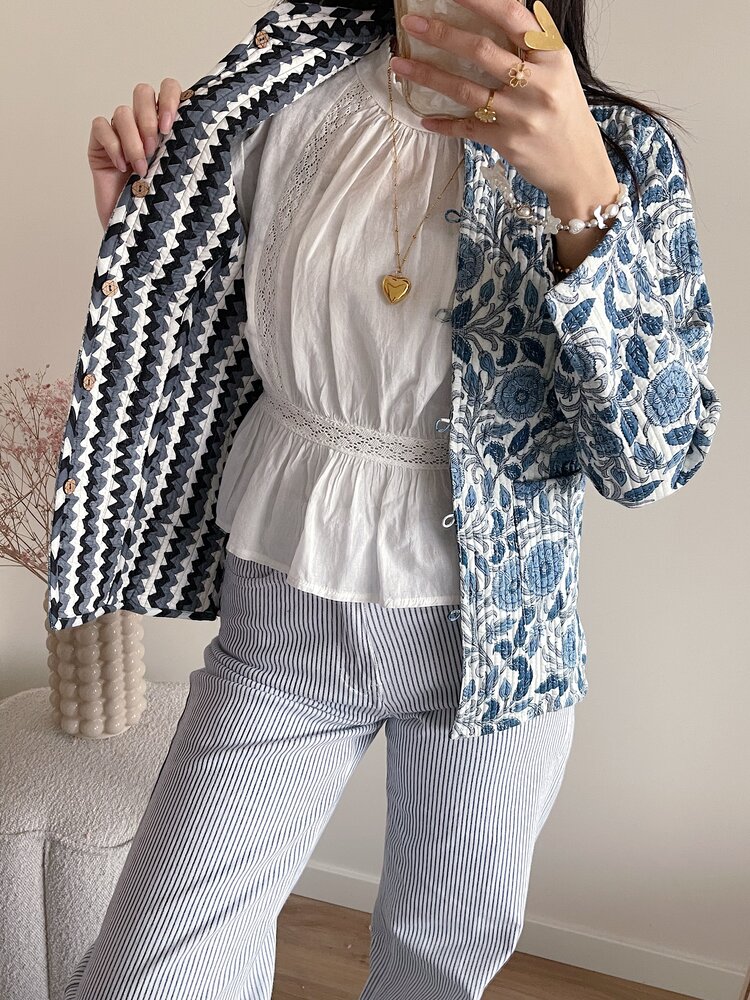 Anika Flower Boho Jacket / Light Blue