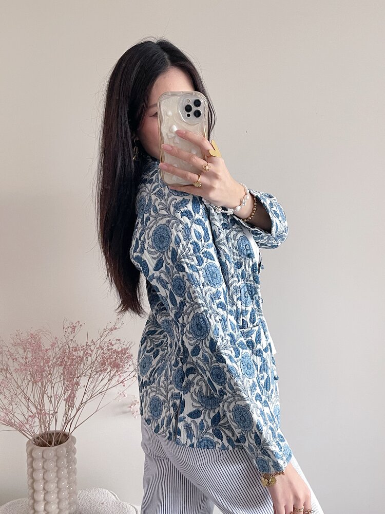 Anika Flower Boho Jacket / Light Blue