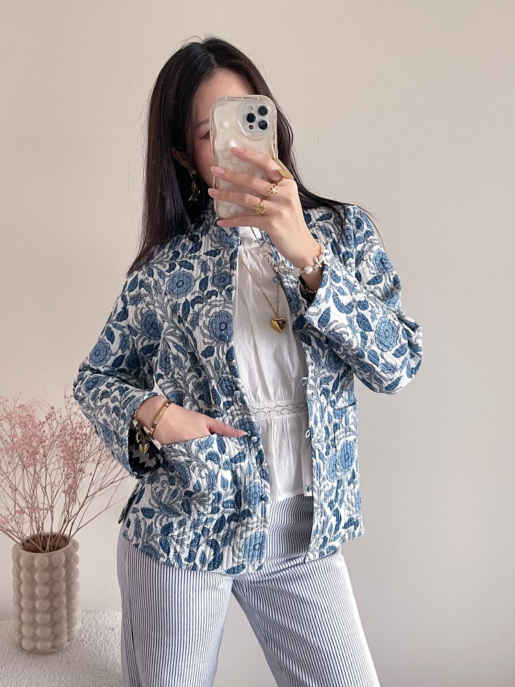 Anika Flower Boho Jacket / Light Blue
