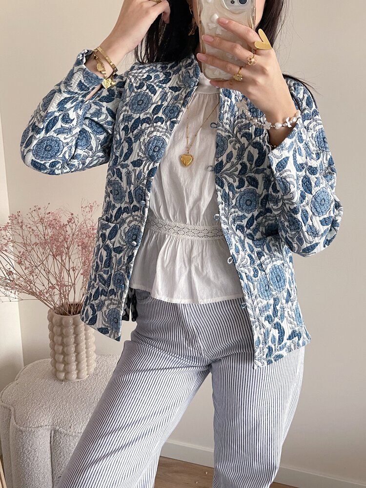 Anika Flower Boho Jacket / Light Blue