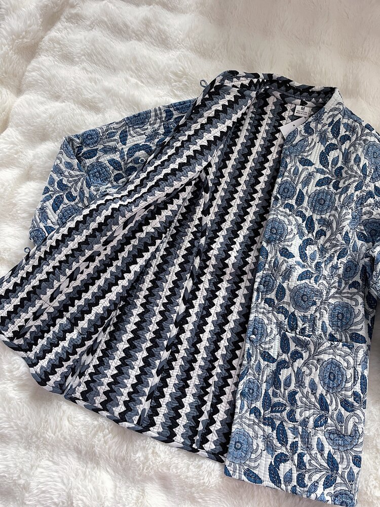 Anika Flower Boho Jacket / Light Blue