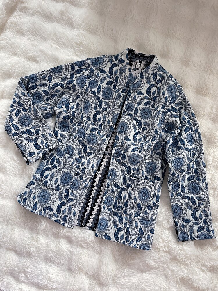 Anika Flower Boho Jacket / Light Blue