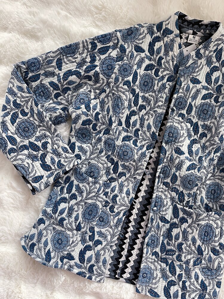 Anika Flower Boho Jacket / Light Blue