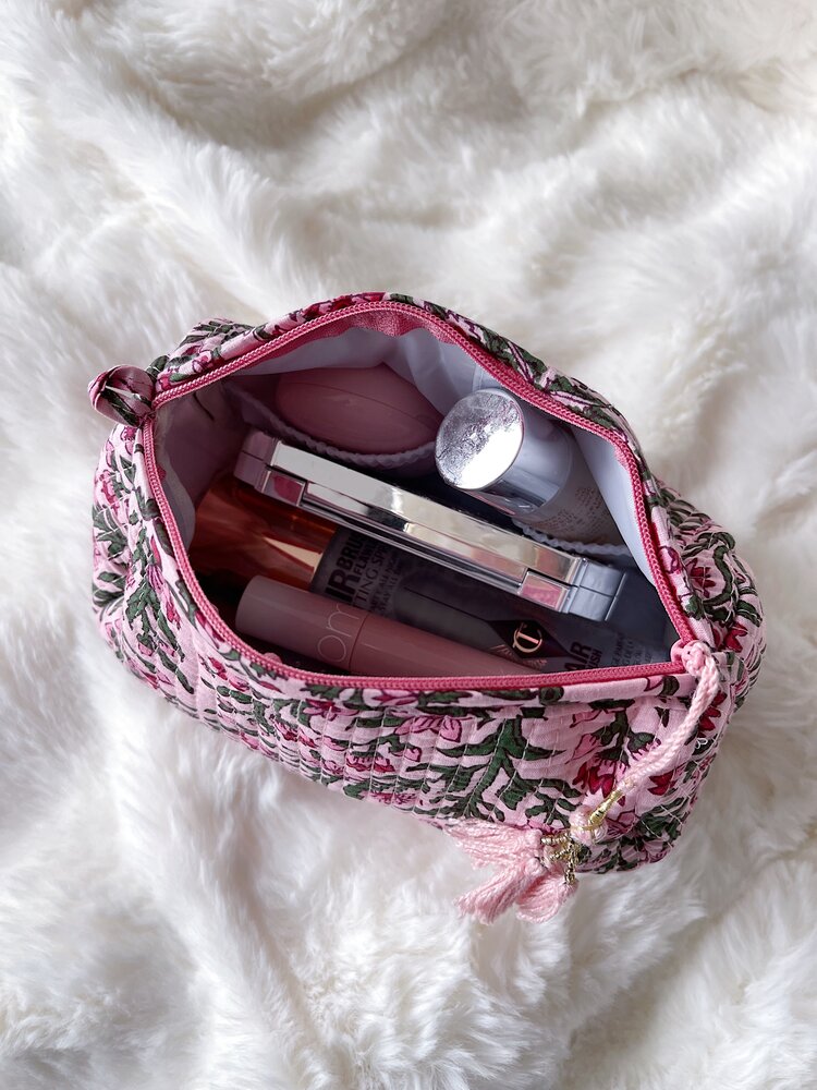 Bali Flower Pouch / Pink & Green (S)