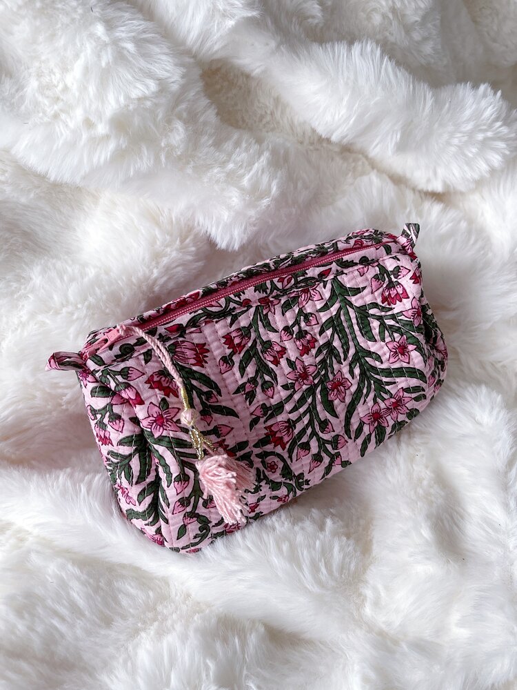 Bali Flower Pouch / Pink & Green (S)