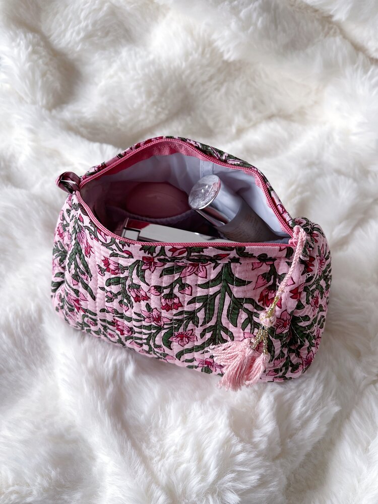 Bali Flower Pouch / Pink & Green (S)