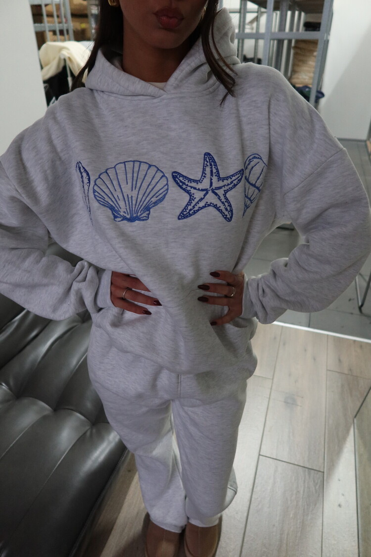 Kairi Sea Shell Hoodie / Light Grey & Blue