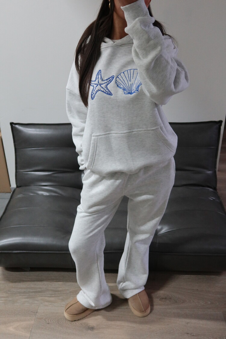 Kairi Sea Shell Hoodie / Light Grey & Blue