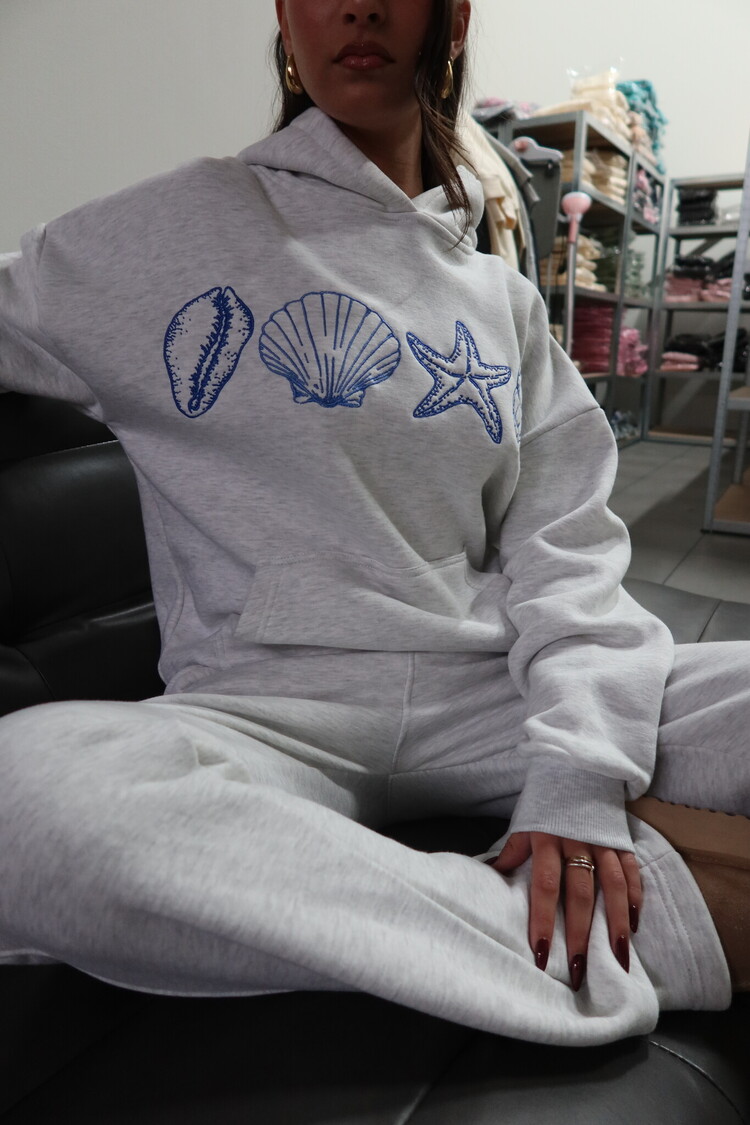 Kairi Sea Shell Hoodie / Light Grey & Blue