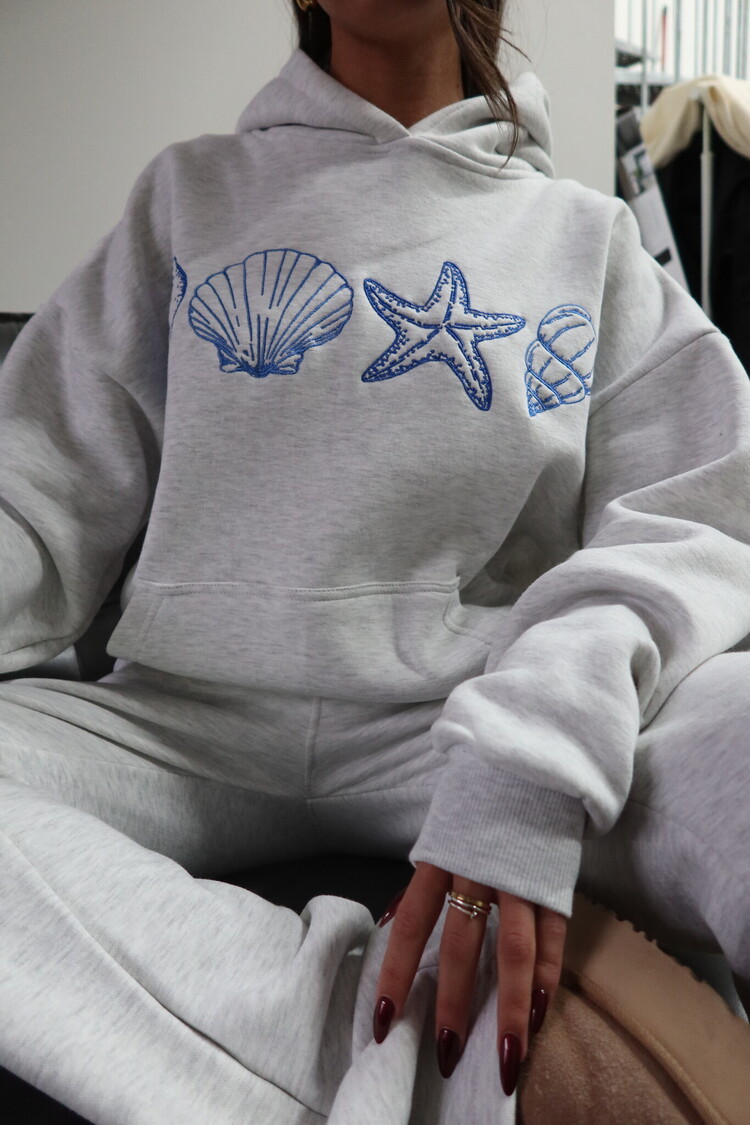 Kairi Sea Shell Hoodie / Light Grey & Blue
