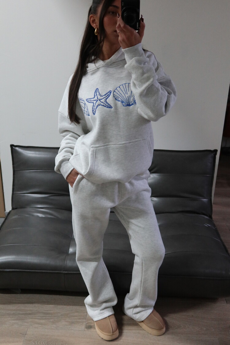 Kairi Sea Shell Hoodie / Light Grey & Blue