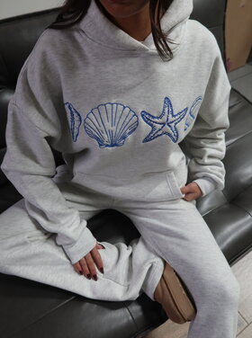 Kairi Sea Shell Hoodie / Light Grey & Blue