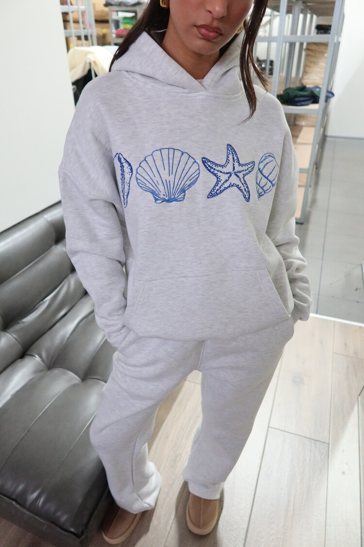 Kairi Sea Shell Hoodie / Light Grey & Blue