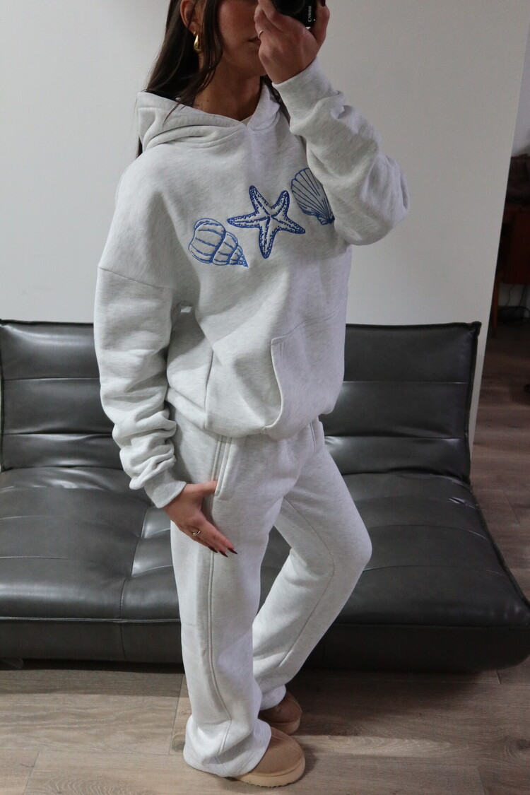 Kairi Sea Shell Hoodie / Light Grey & Blue