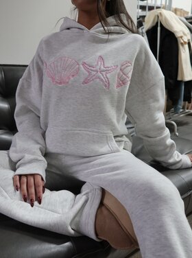 Kairi Sea Shell Hoodie / Light Grey & Pink