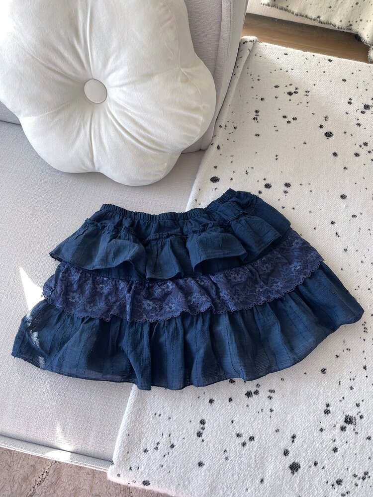 Vallie Ruffle Lace Skort / Navy Blue