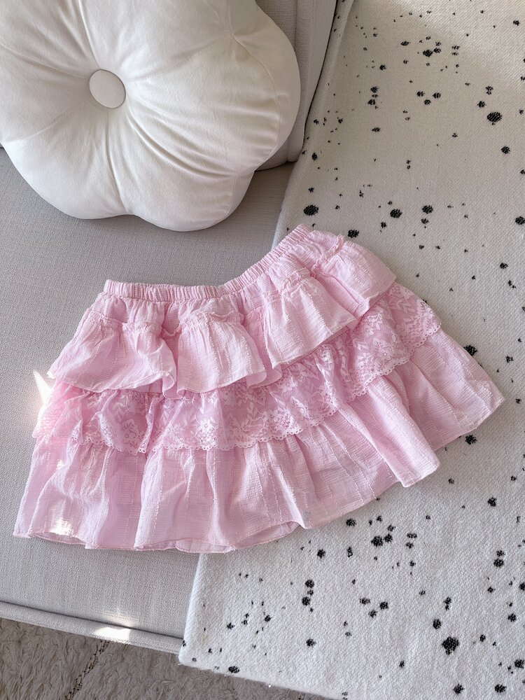 Vallie Ruffle Lace Skort / Light Pink