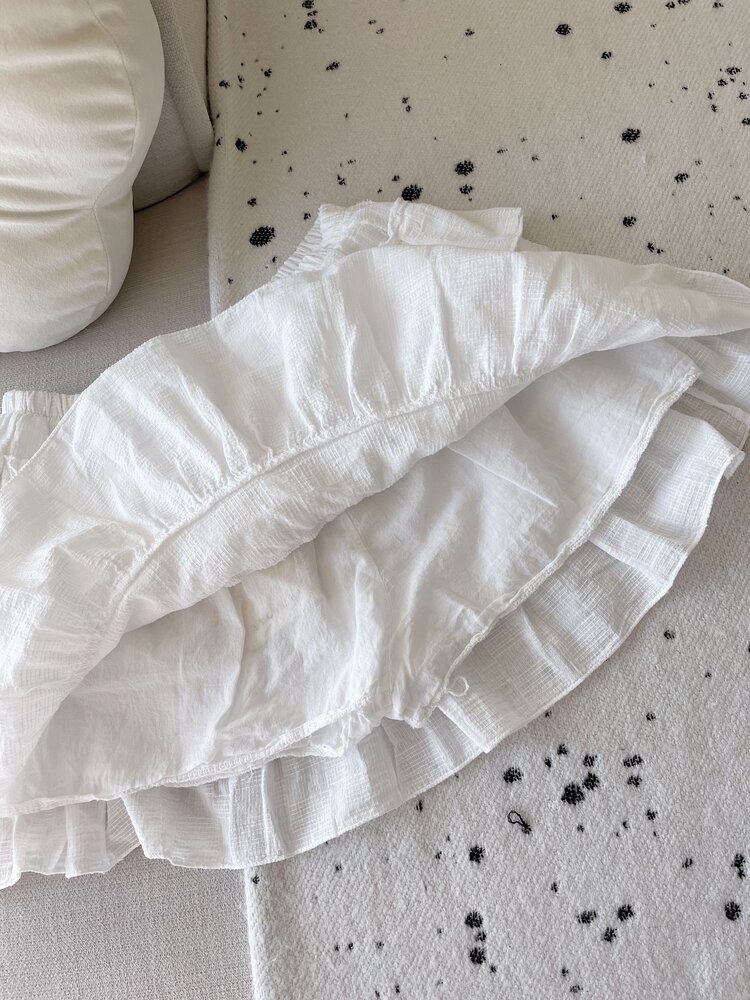 Vallie Ruffle Lace Skort / White