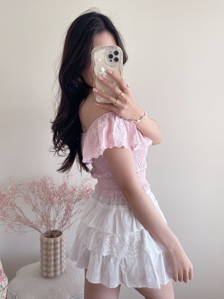 Isabella Embroidered Top / Light Pink