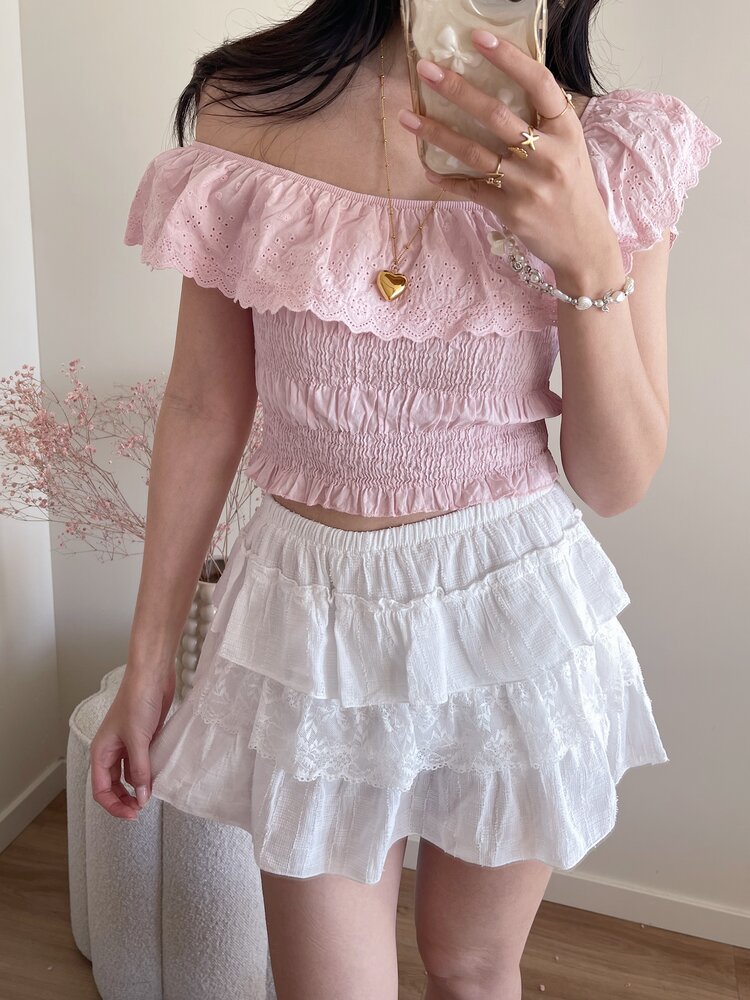 Isabella Embroidered Top / Light Pink