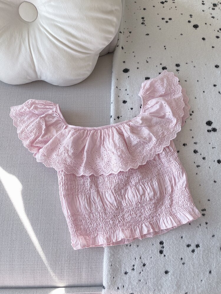 Isabella Embroidered Top / Light Pink