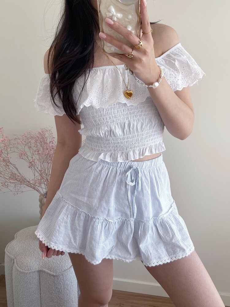 Isabella Embroidered Top / White