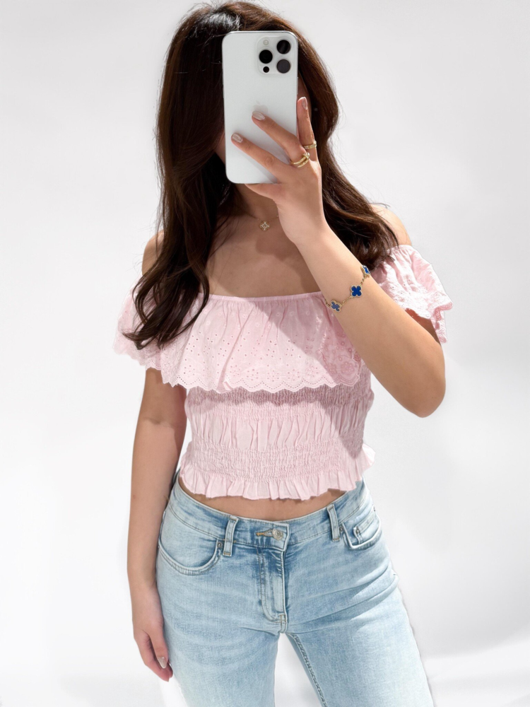 Isabella Embroidered Top / Light Pink