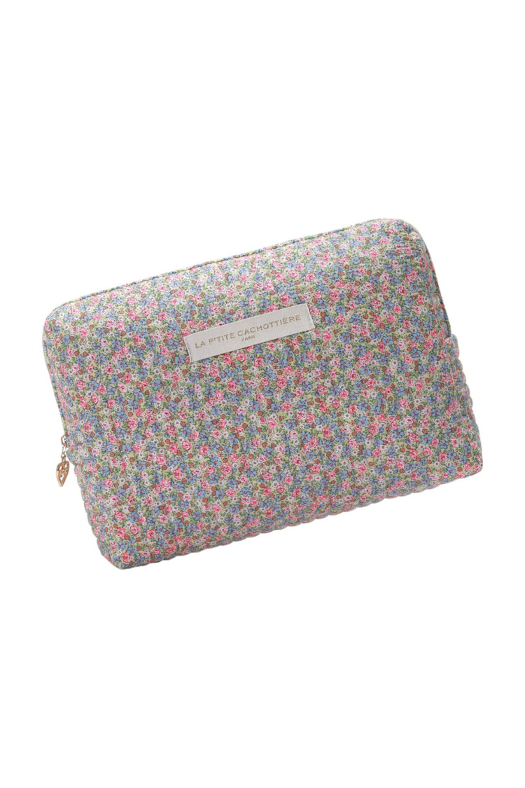 Marly Flower Toiletry Bag / Pink & Blue (Large)