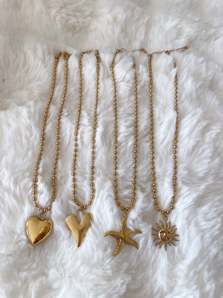 Gold Ball Chain Necklace / Sea Star