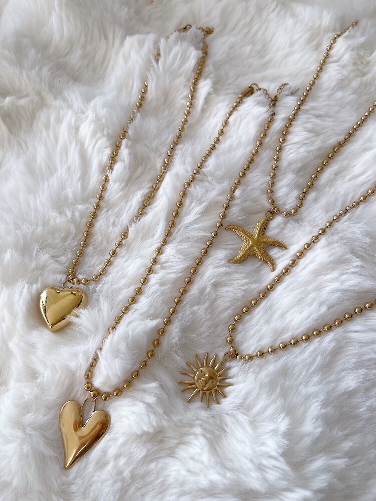Gold Ball Chain Necklace / Sea Star