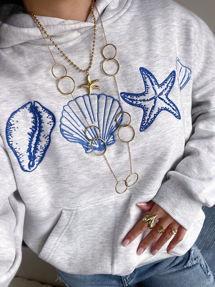 Gold Ball Chain Necklace / Sea Star