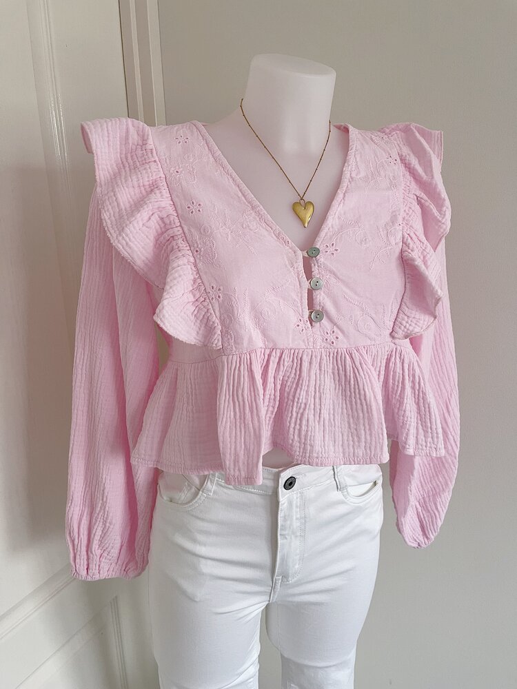 Millane Embroidered Blouse / Light Pink