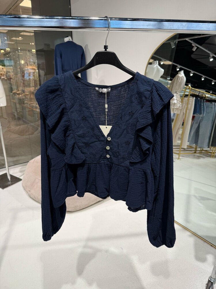Millane Embroidered Blouse / Navy Blue