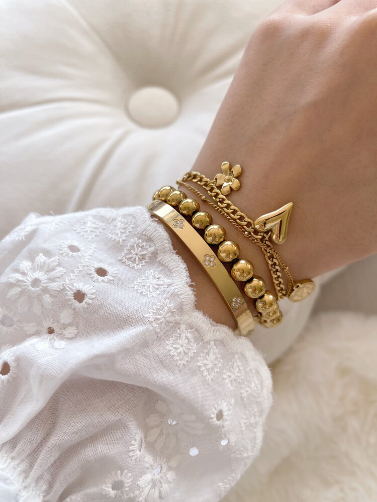 Gold Heart Coin Charms Bracelet