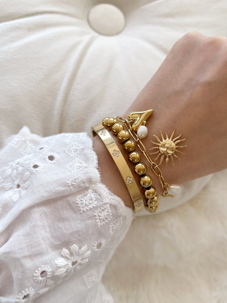 Gold Clover Bangle Bracelet