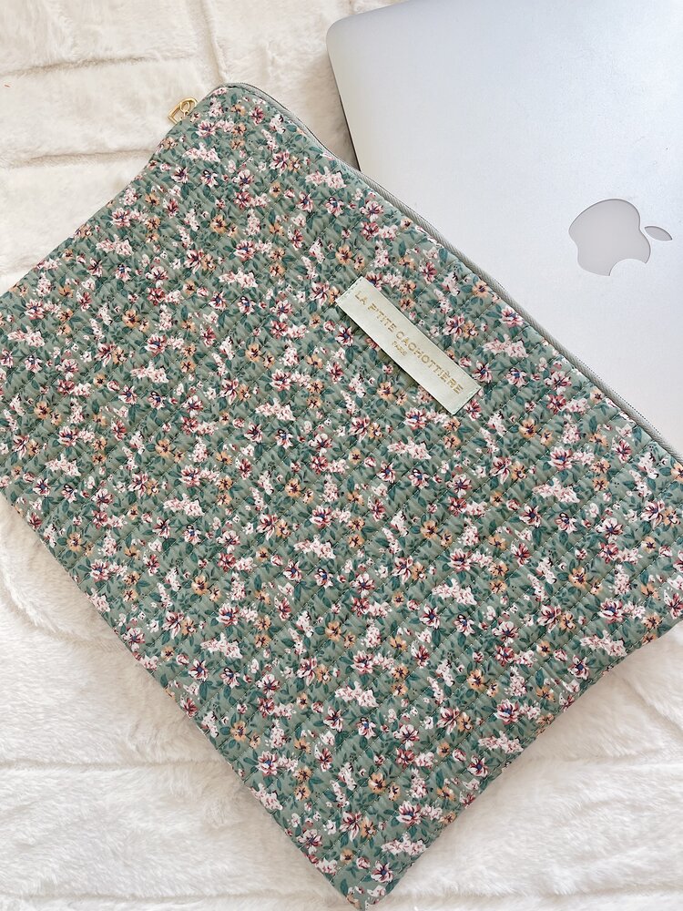 Belin Flower Laptop Pouch / Sage Green